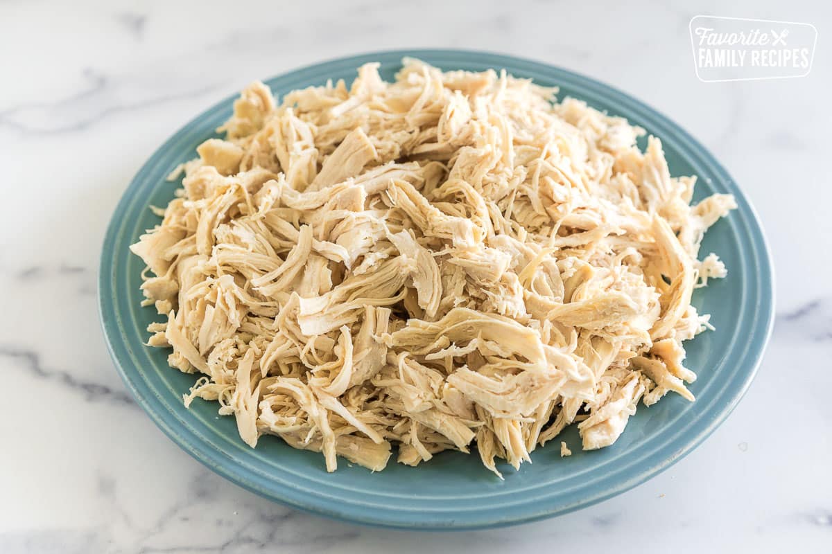 a plate of shredded chicken