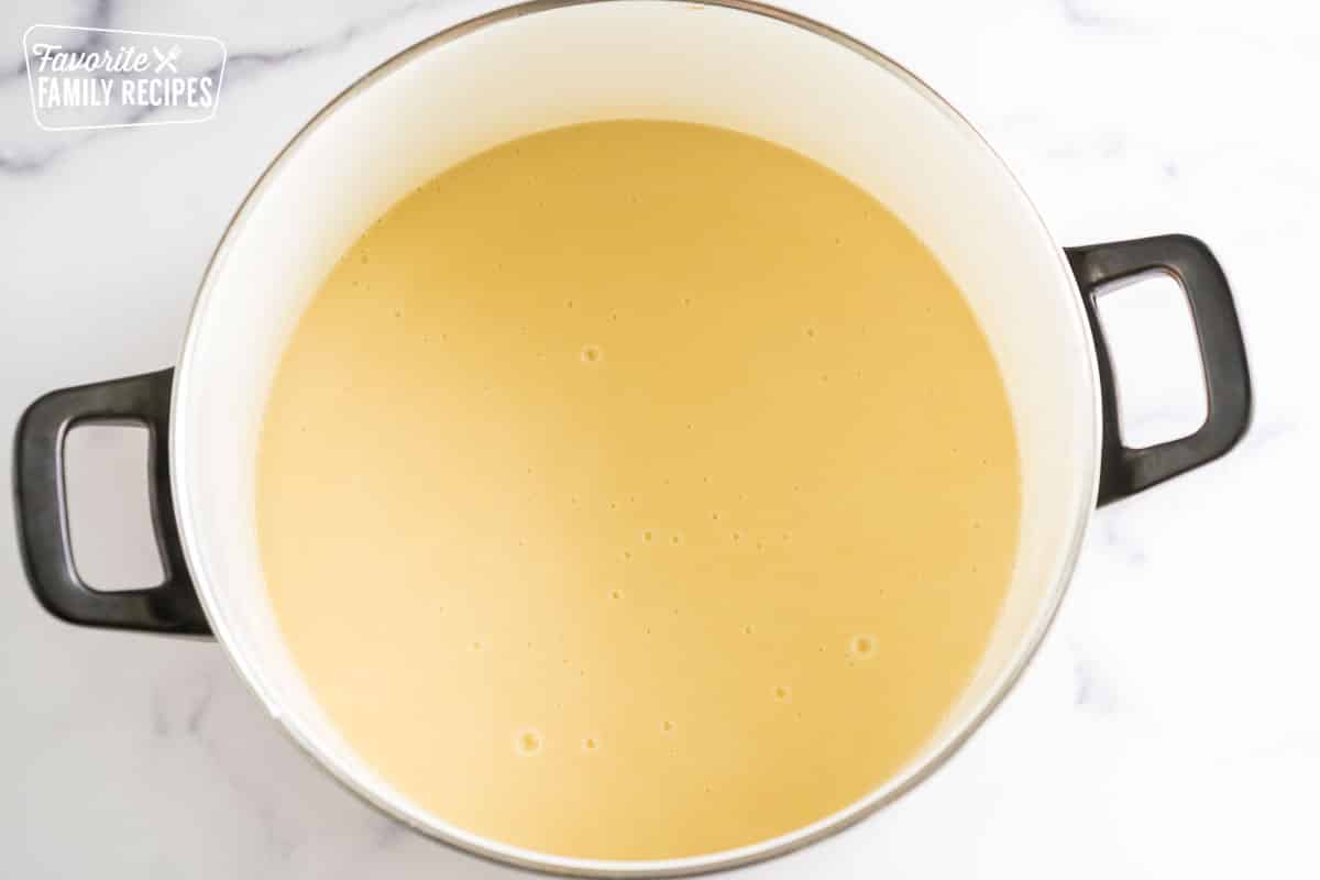 roux in a pot with cream added