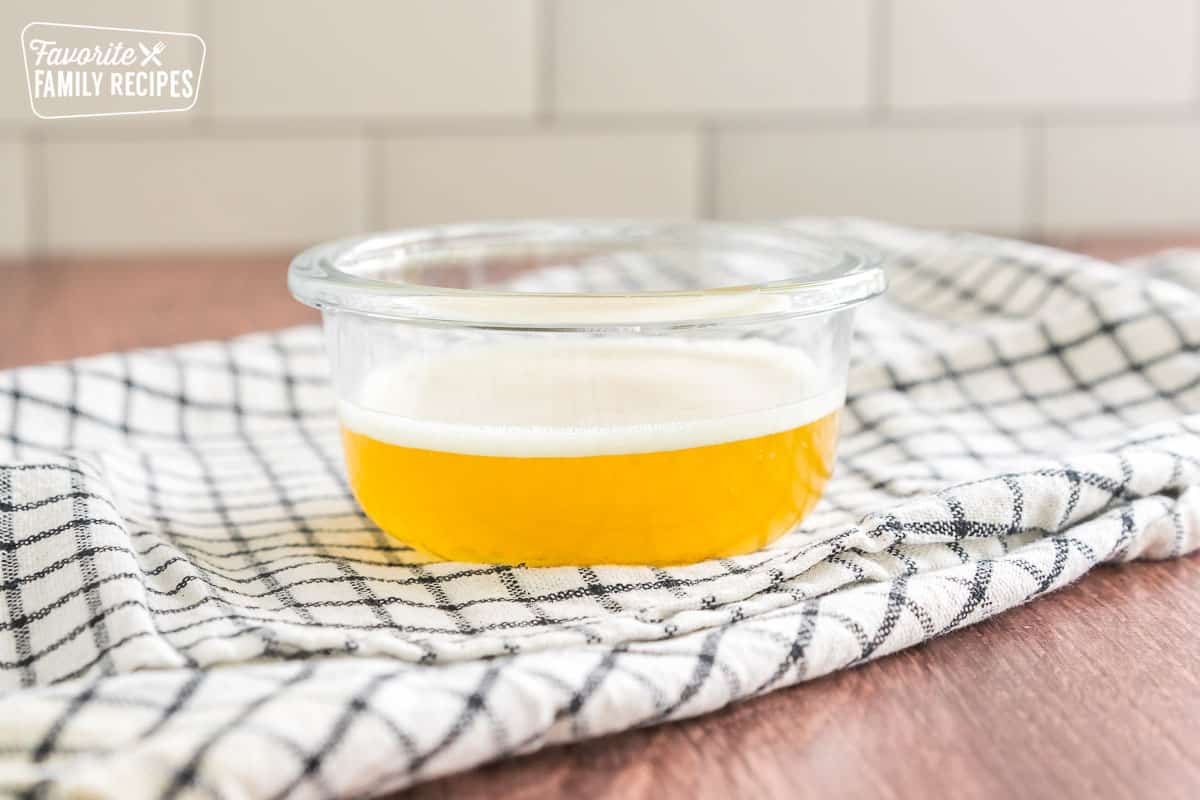 Browned butter in a small bowl.