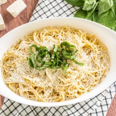 Mizithra Pasta in a large white bowl