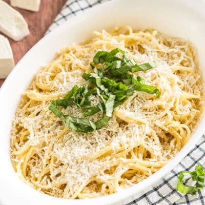 Mizithra Pasta in a large white bowl