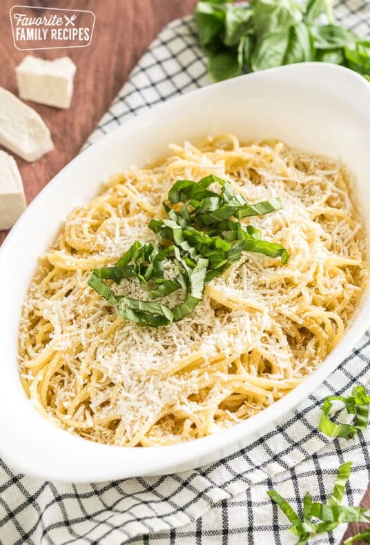 Mizithra Pasta in a large white bowl