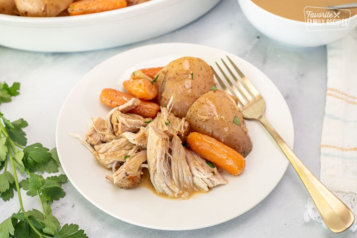 Plate with tender pieces of meat and vegetables