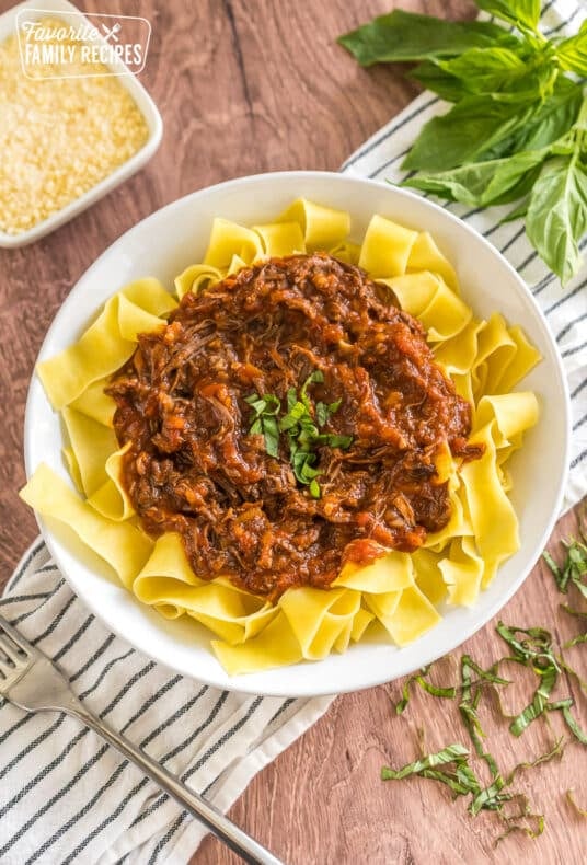 a bowl of short rib ragu