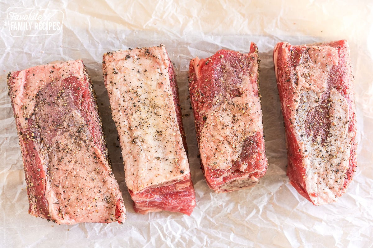 short ribs seasoned with salt and pepper