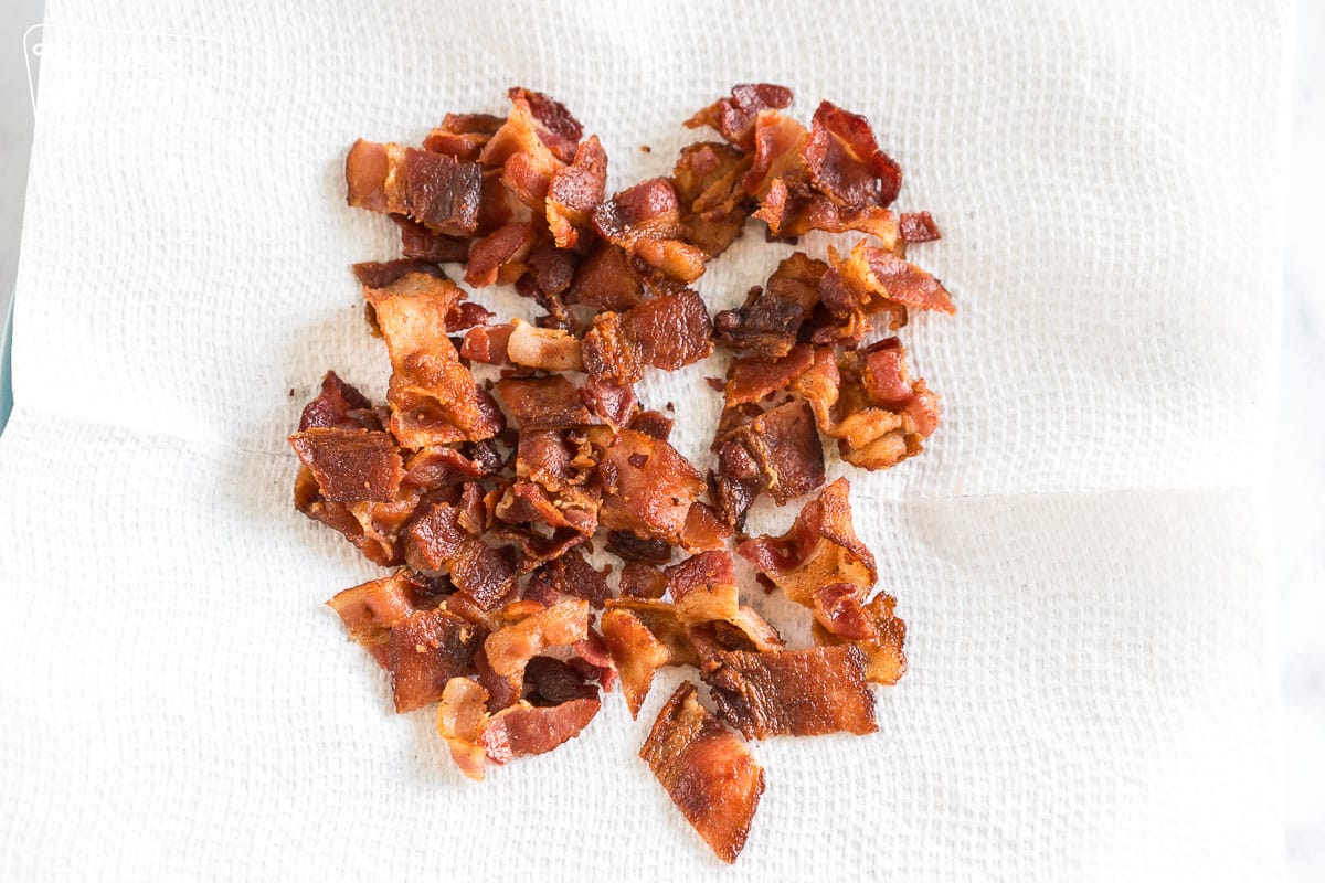 crumbled bacon on a plate