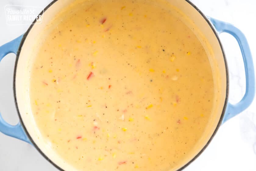 chicken corn chowder in a large pot