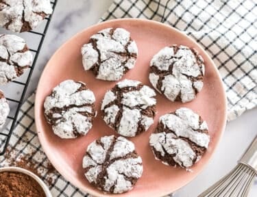 chocolate crinkle cookies on a plate