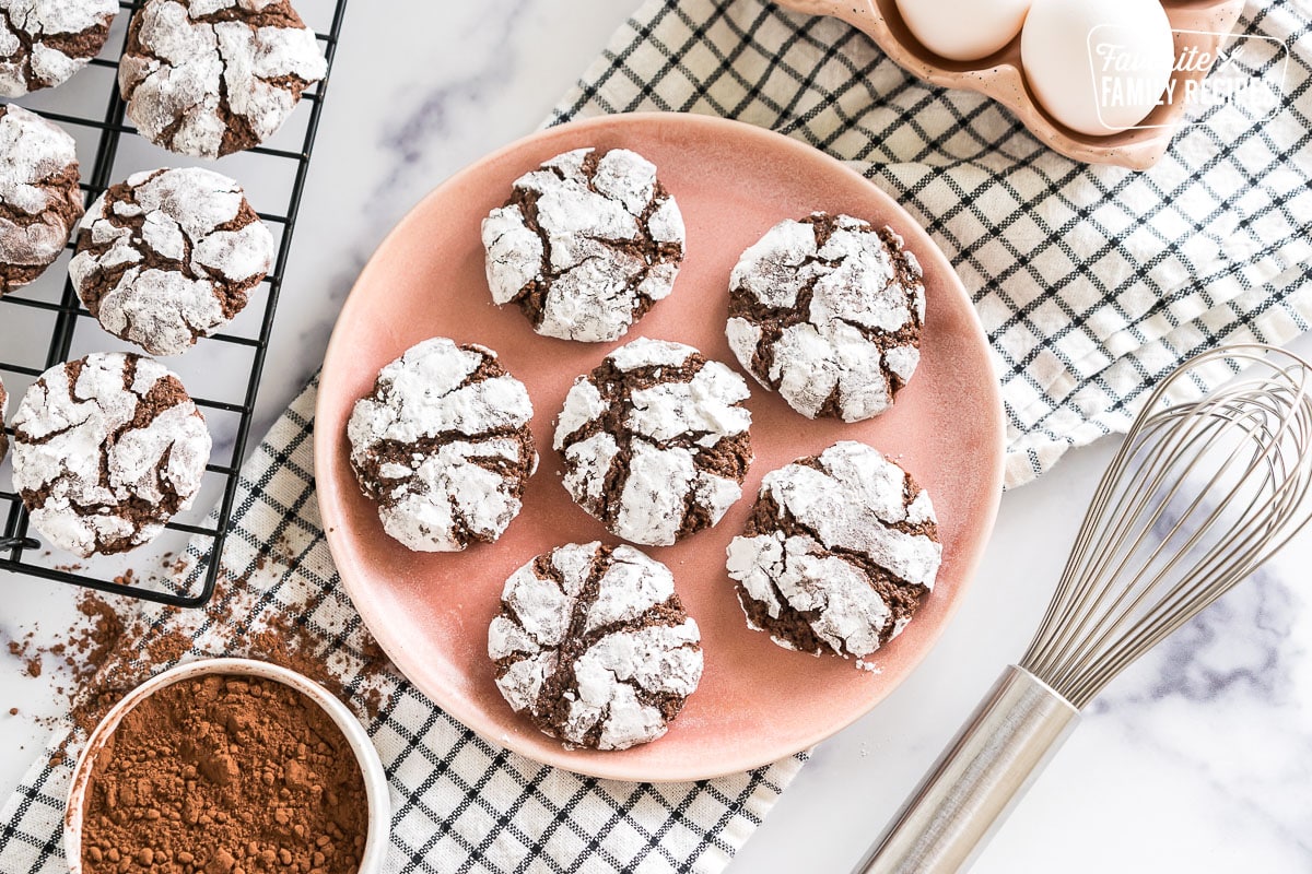 chocolate crinkle cookies on a plate