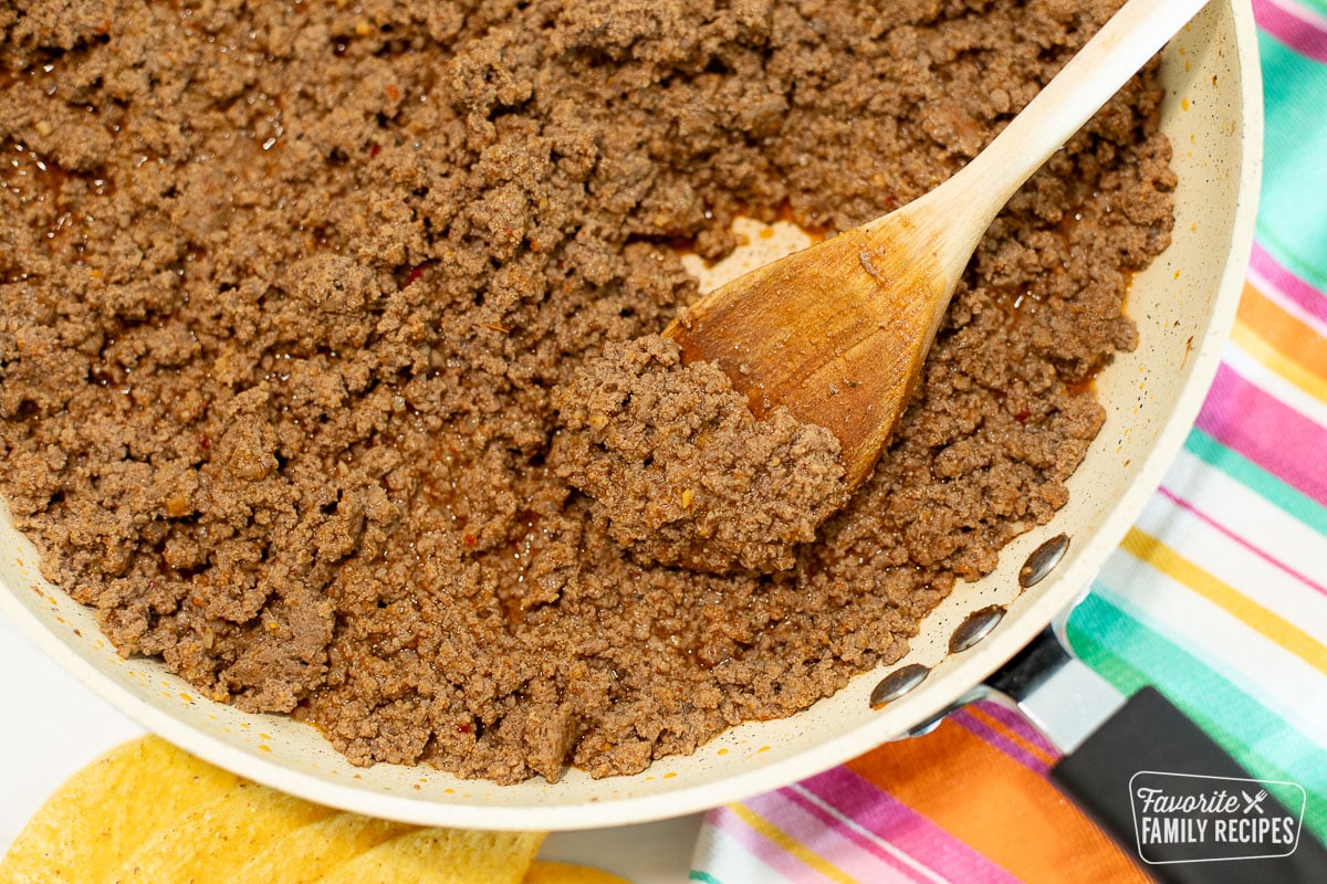 Homemade Taco Bell meat in a skillet