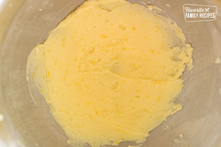 sugar, butter, and lemon zest beat together