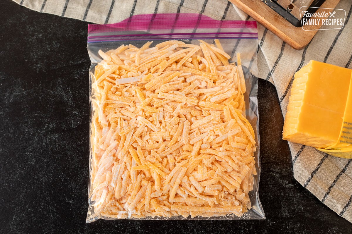 Freeze cheese prepared in a ziplock bag.