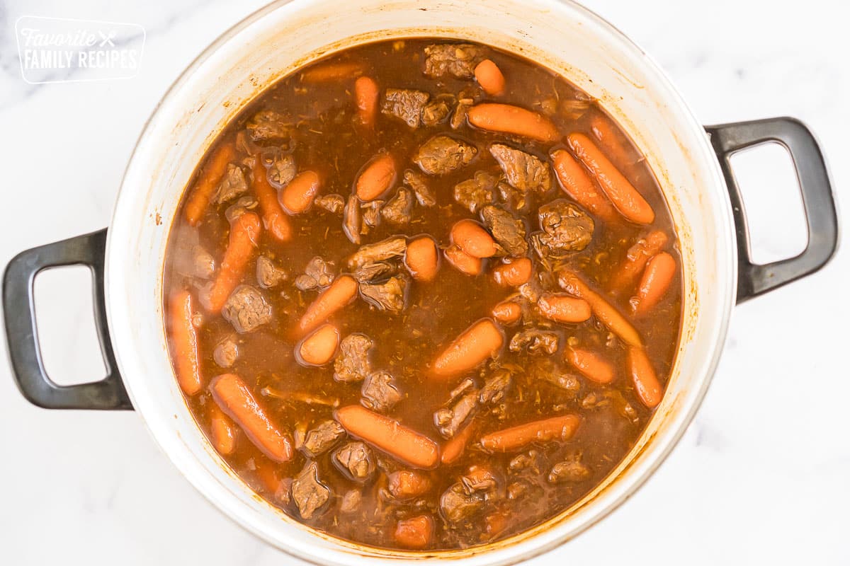 Beef Goulash in a pot before thickening