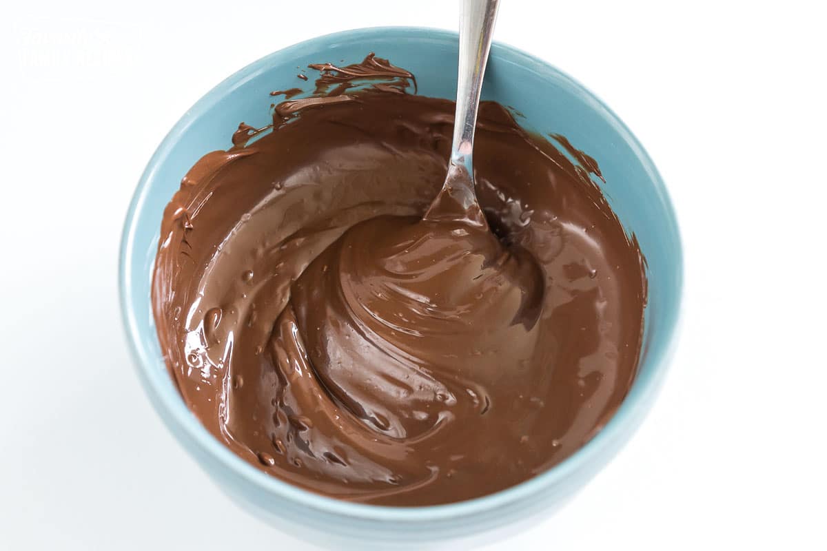 a bowl of melted chocolate