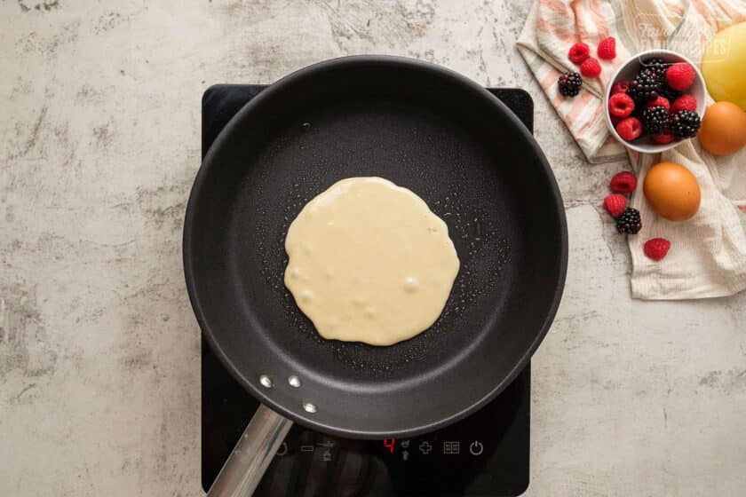 Gluten Free Pancake batter in pan