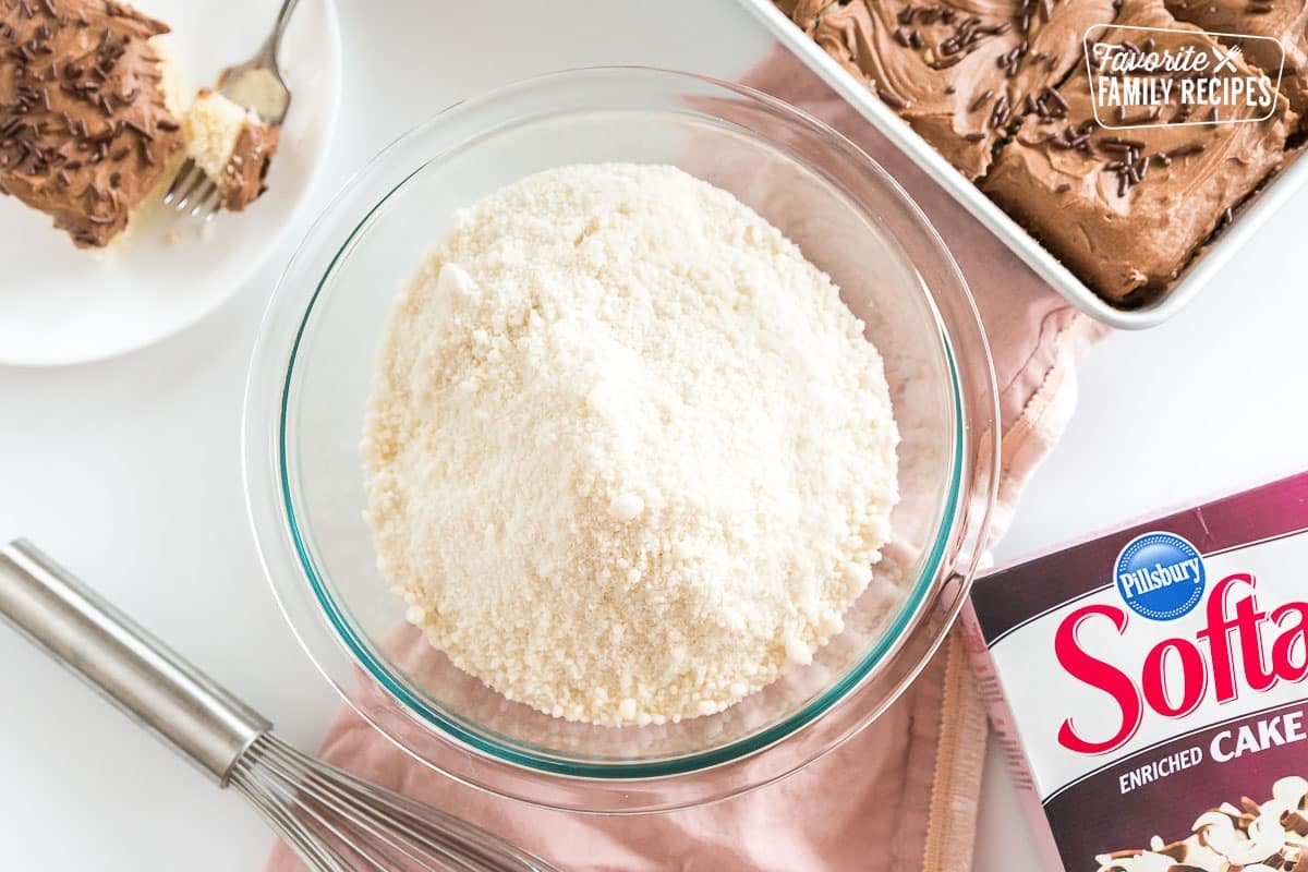 Homemade cake mix in a bowl.