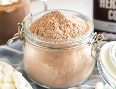 A jar of homemade hot chocolate mix