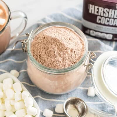 A jar of homemade hot chocolate mix