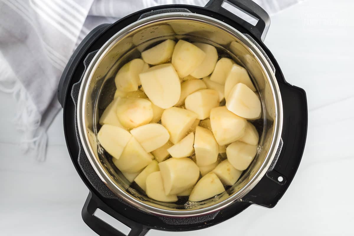Cut up potatoes in an instant pot. 