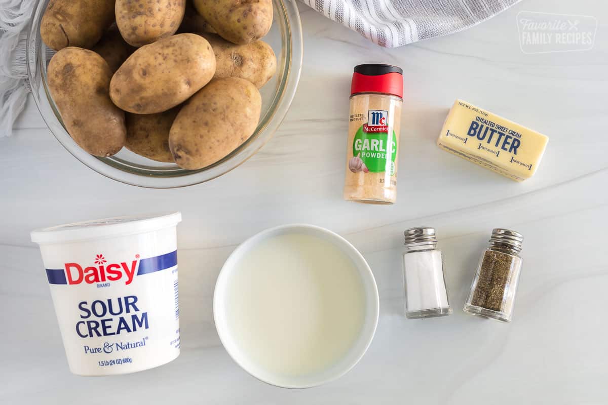 The ingredients for instant pot mashed potatoes. 