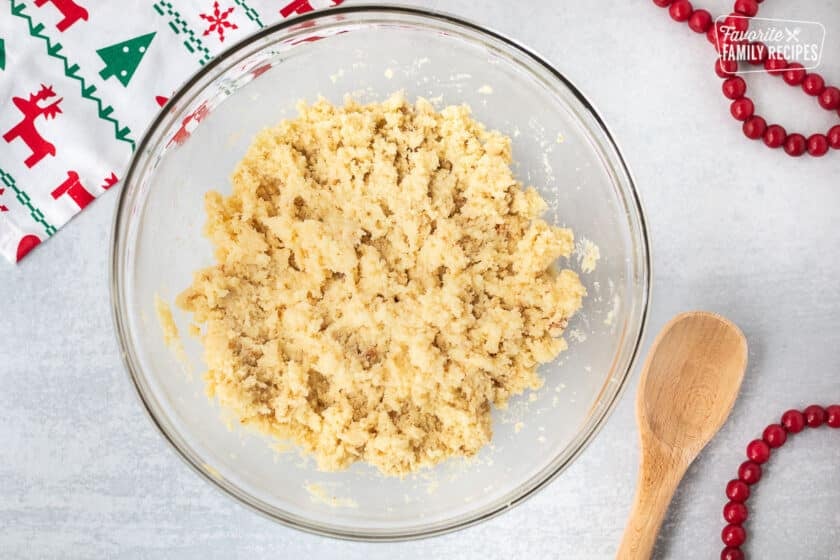 Mixing bowl with the cake pop mixture.