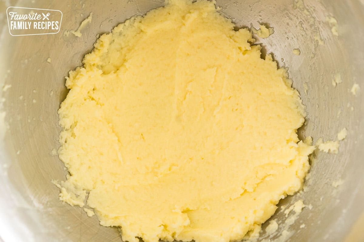 butter, sugar, vanilla, and egg in a mixing bowl