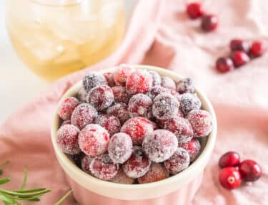 sugared cranberries in a bowl