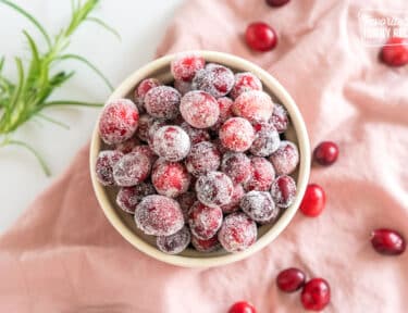 sugared cranberries in a bowl