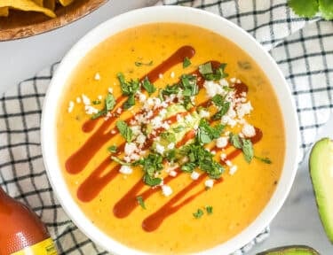 A bowl of copycat torchy's queso