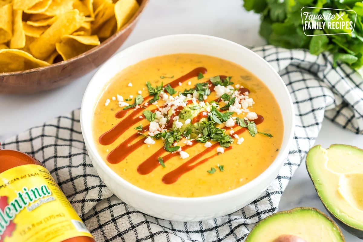 A bowl of copycat torchy's queso