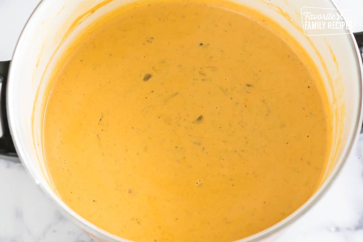 cheese sauce in large pot