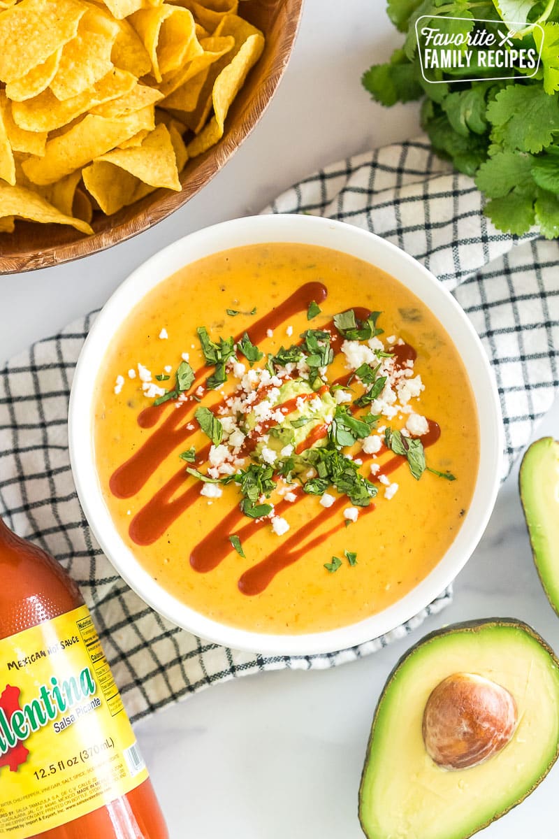 A bowl of copycat torchy's queso