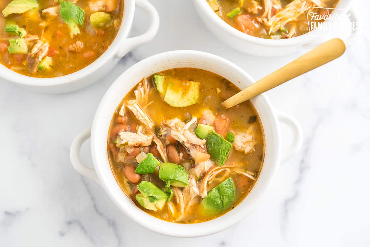 A bowl of chicken tortilla soup