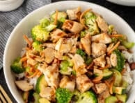 Chicken Rice Bowls with a fork.