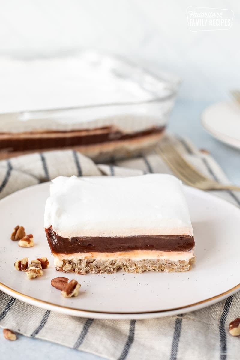 Plate with a square slice of Mud Pie.