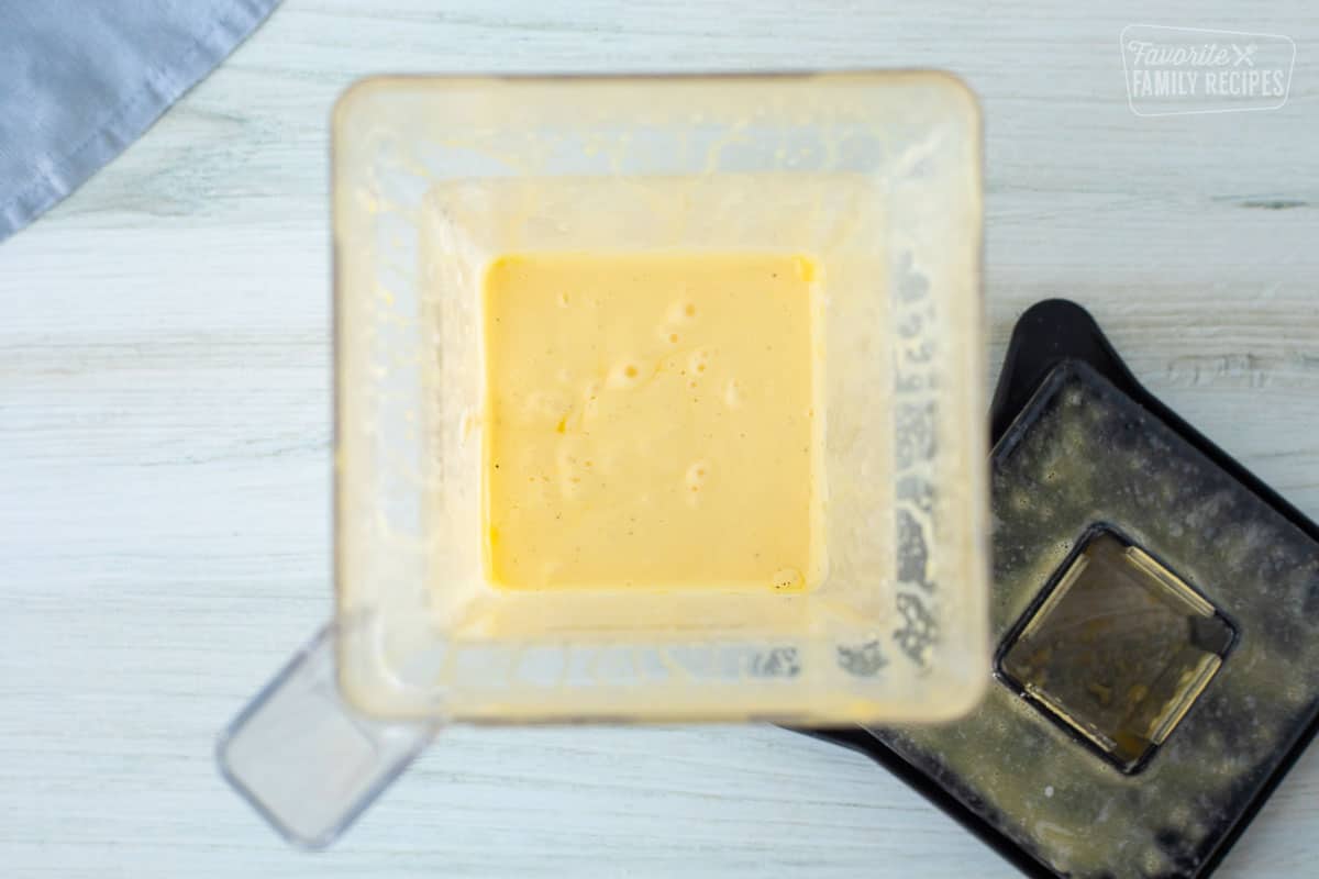 Hollandaise sauce inside a blender