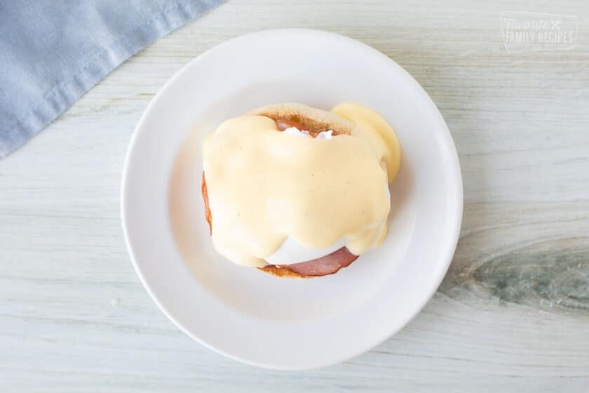An eggs benedict with hollandaise