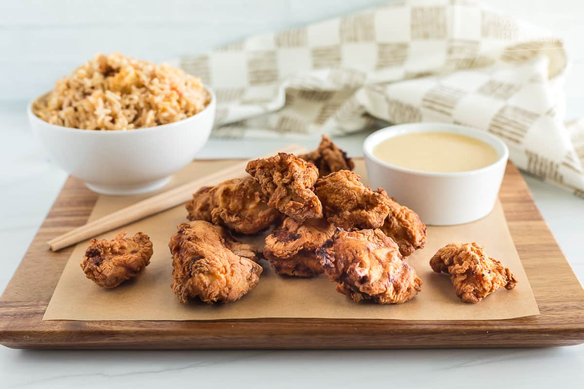 Mafa chicken with Honey Mustard and fried rice.