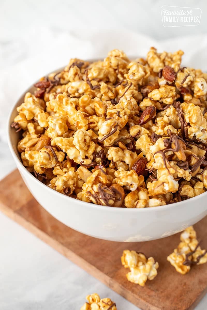 Moose Munch Popcorn in a bowl.