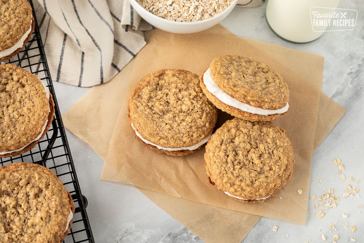 Top view of Oatmeal Cream Pies.