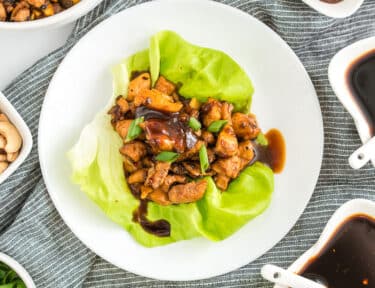 A lettuce wrap on a plate
