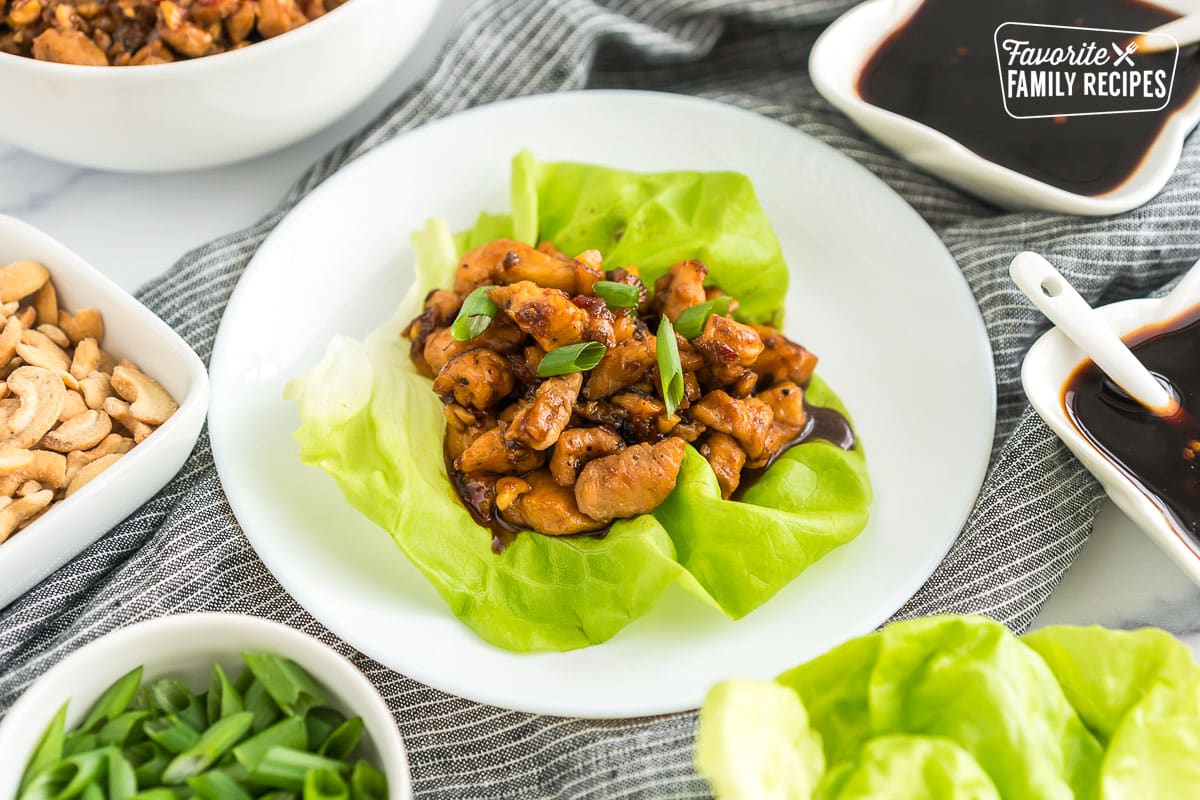 A lettuce wrap on a plate