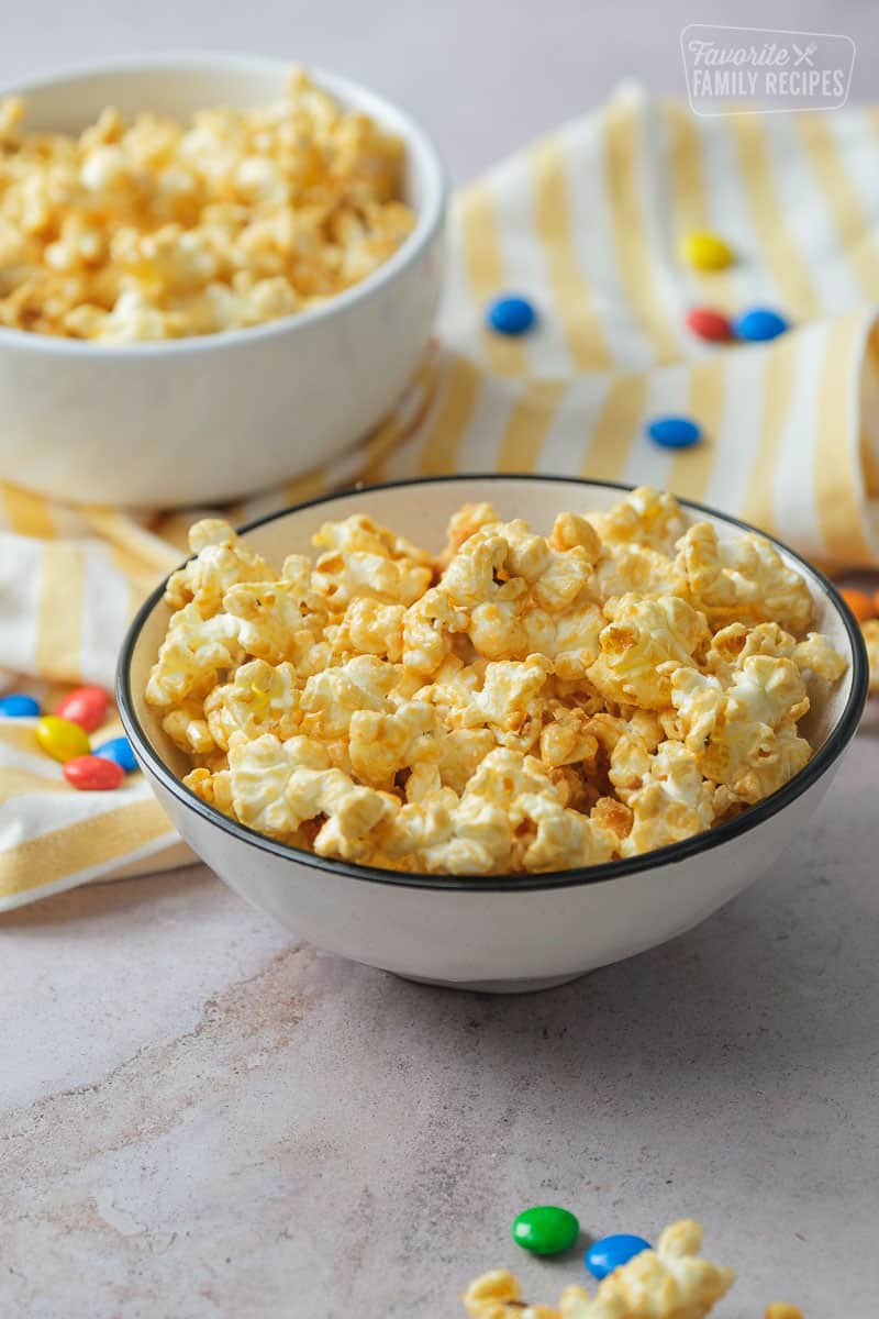 Two bowls of Peanut Butter Popcorn