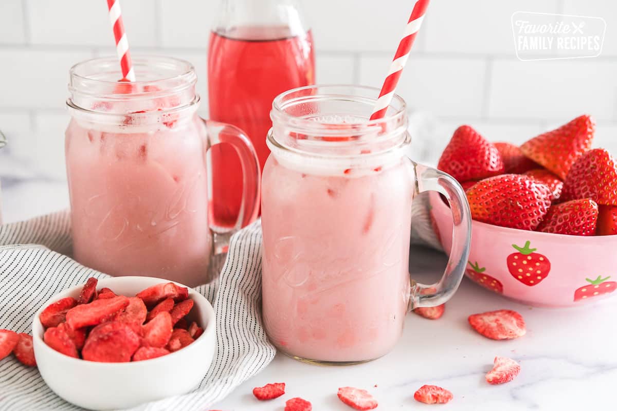 Starbucks Pink Drink in mason jars