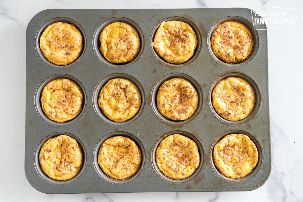 baked egg bites in a muffin tin