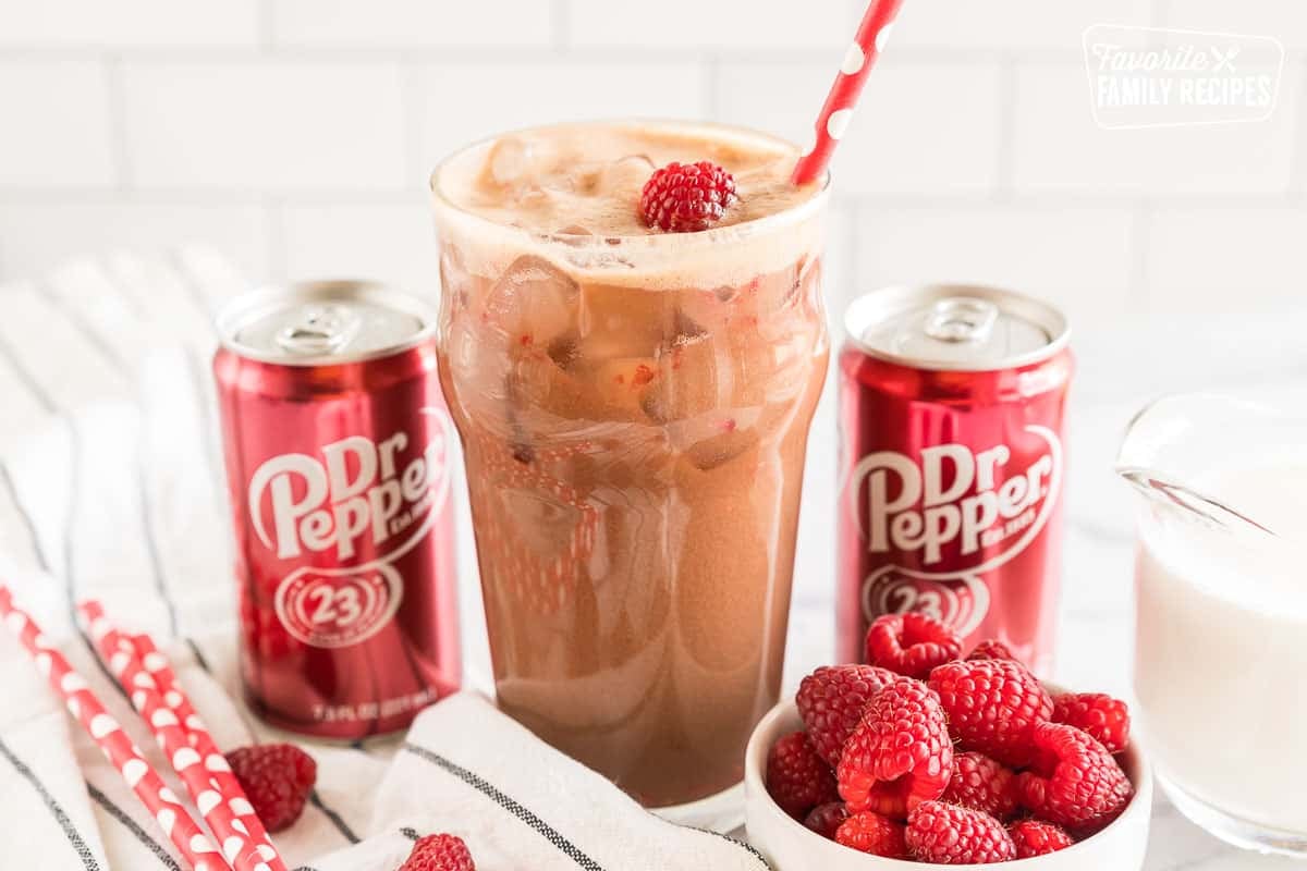 A Swig Raspberry Dream dirty soda in a glass