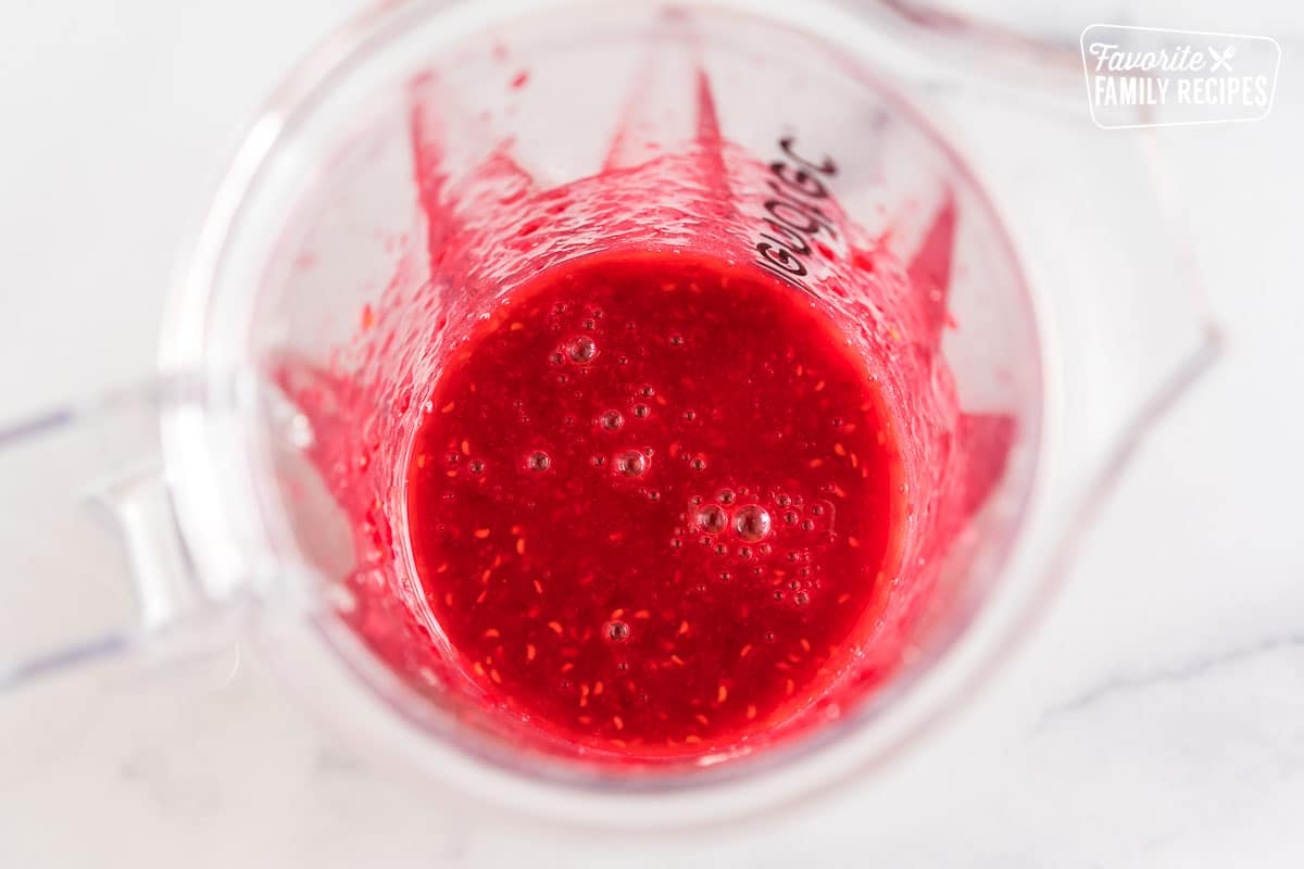 raspberry puree in a blender
