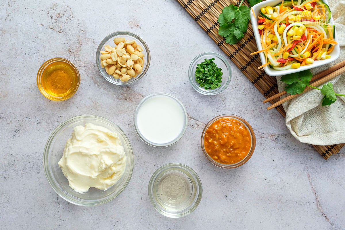 Thai peanut dressing ingredients.