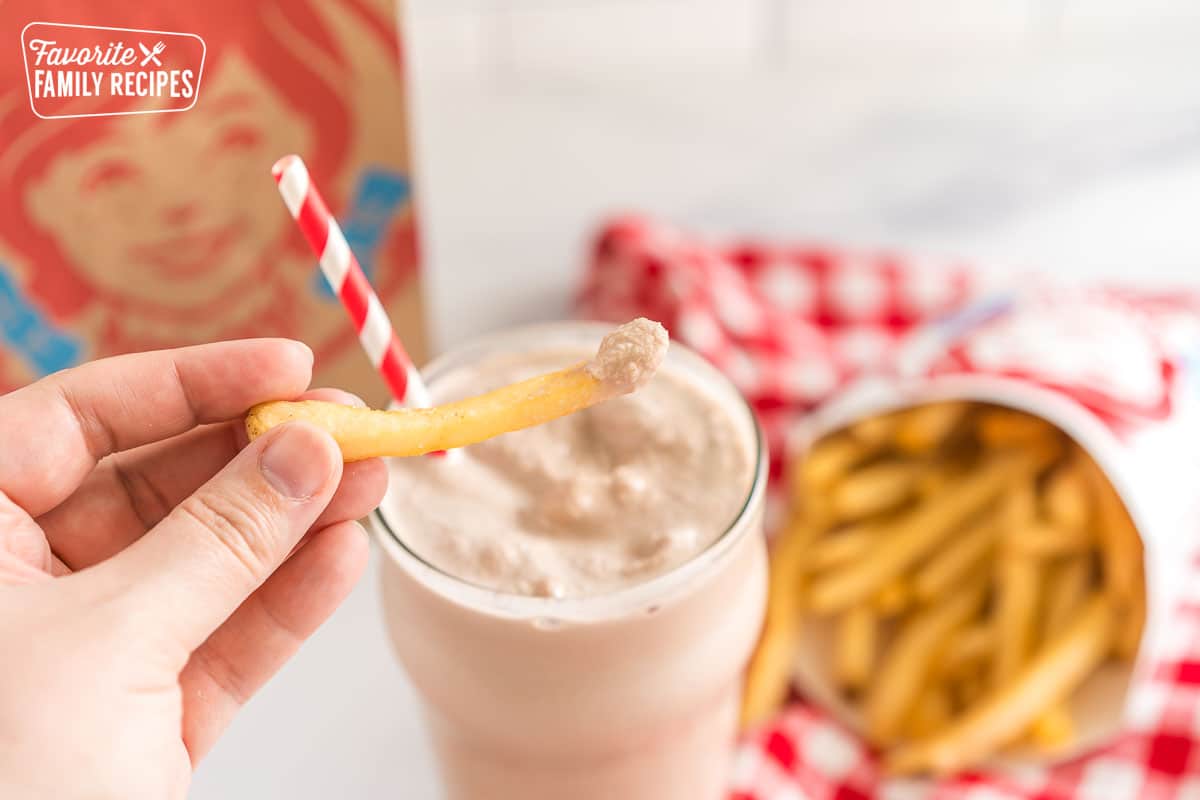 A fry dipped in a Wendy's Frosty