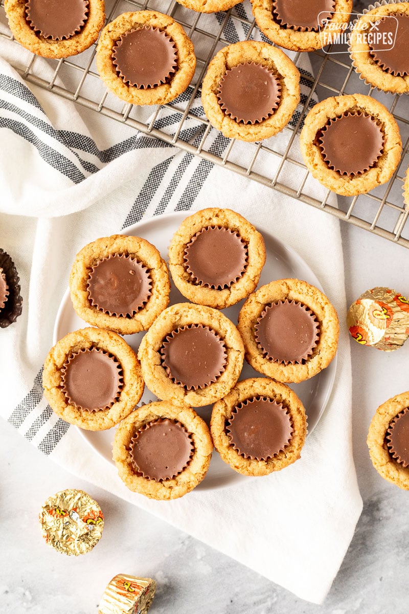 Reese's Peanut Butter Cup Cookies arranged on a plate.